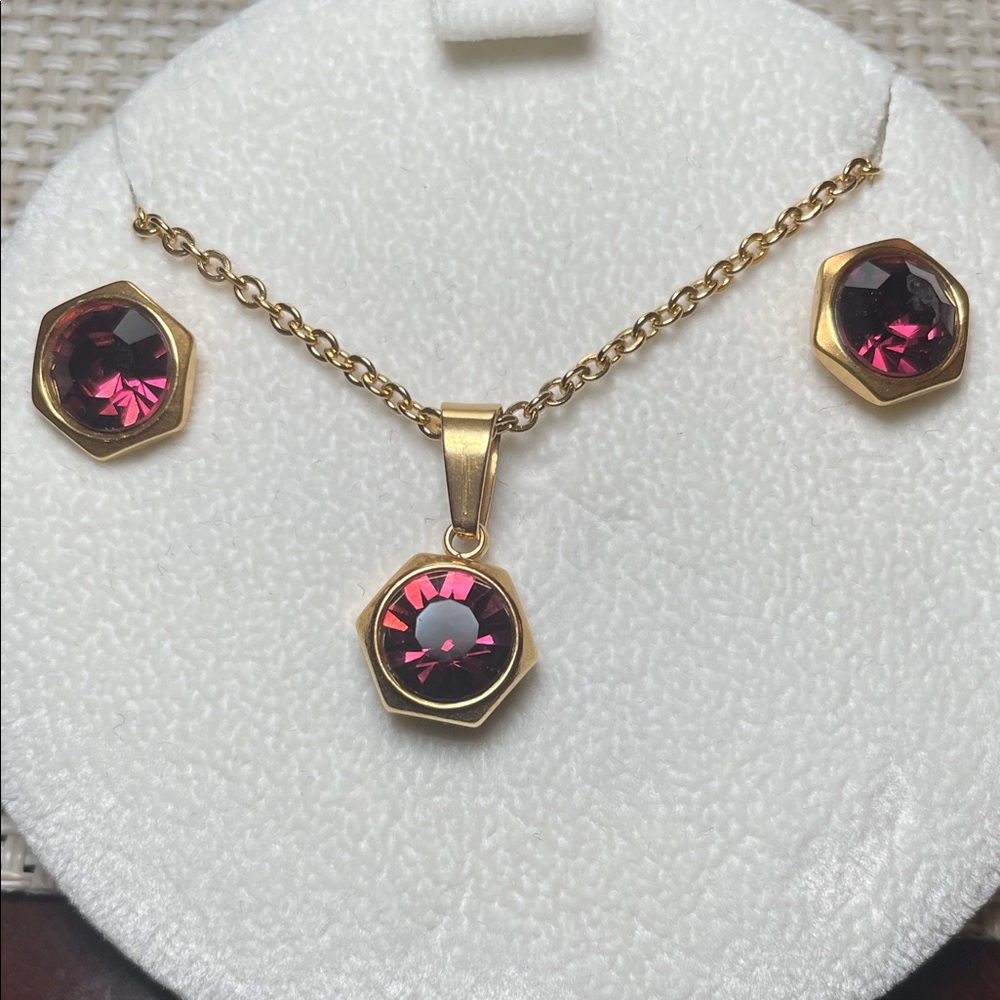 Elegant Gold and Pink Jewelry Set